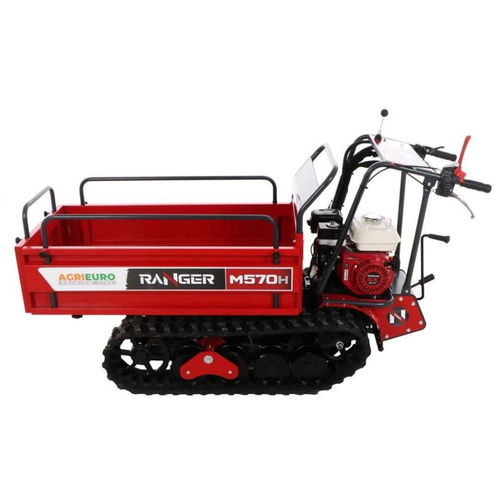 Ranger M570 H telaketjukärry, Honda GX200, hydraulinen kippilava, 500 kg