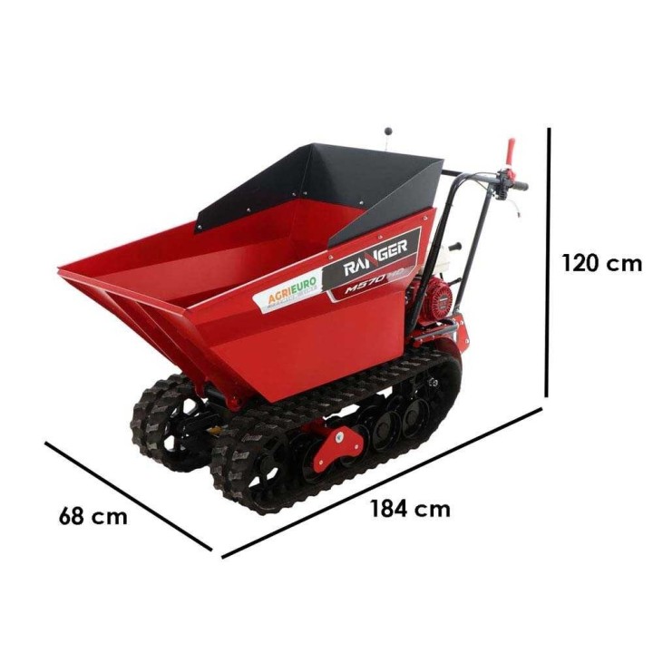RANGER M570 HD telaketjudumper, Honda GX200, 6,5 HP, 500 kg, hydraulinen kippaus