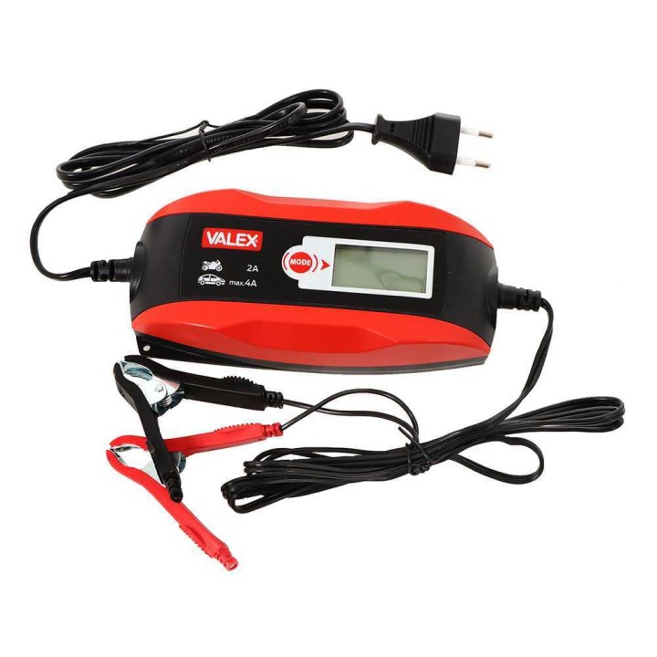 Valex LCD Power Battery akkulaturi ja ylläpitäjä, 6–12 V, 4 A, LCD-näyttö