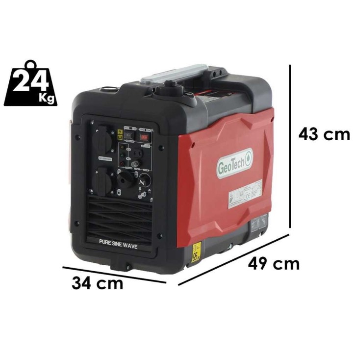 GeoTech SQL3000i EVO invertterigeneraattori, 2,9 kW, 230 V, bensiini
