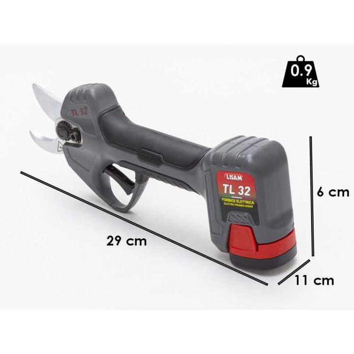 Lisam TL 32 -sähköoksasakset, 2 × 16,8 V 2,5 Ah, leikkaus 32 mm