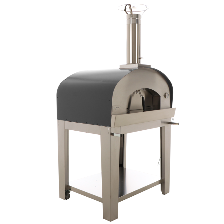 Seven Italy Eros Antracite puulämmitteinen pizzauuni vaunulla 4 pizzaa 80 60 cm