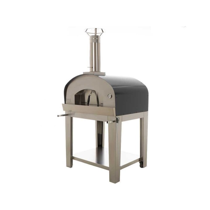 Seven Italy Eros Antracite puulämmitteinen pizzauuni vaunulla, 4 pizzaa, 80 × 60 cm