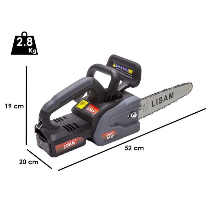 LISAM SG 22 -akkukäyttöinen karsintamoottorisaha, 25 cm, 2 × 18 V 4 Ah