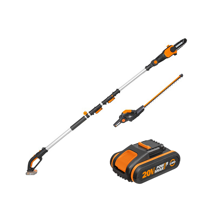 Worx WG908E akkukäyttöinen oksa ja pensasleikkuri 20 V 2 Ah 45 cm