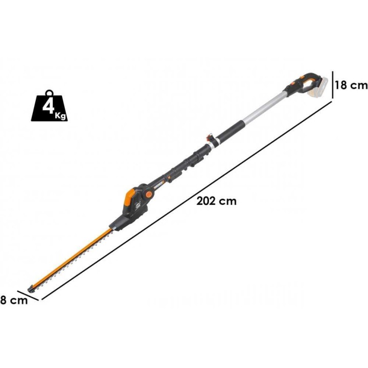 Worx WG908E akkukäyttöinen oksa- ja pensasleikkuri, 20 V, 2 Ah, 45 cm
