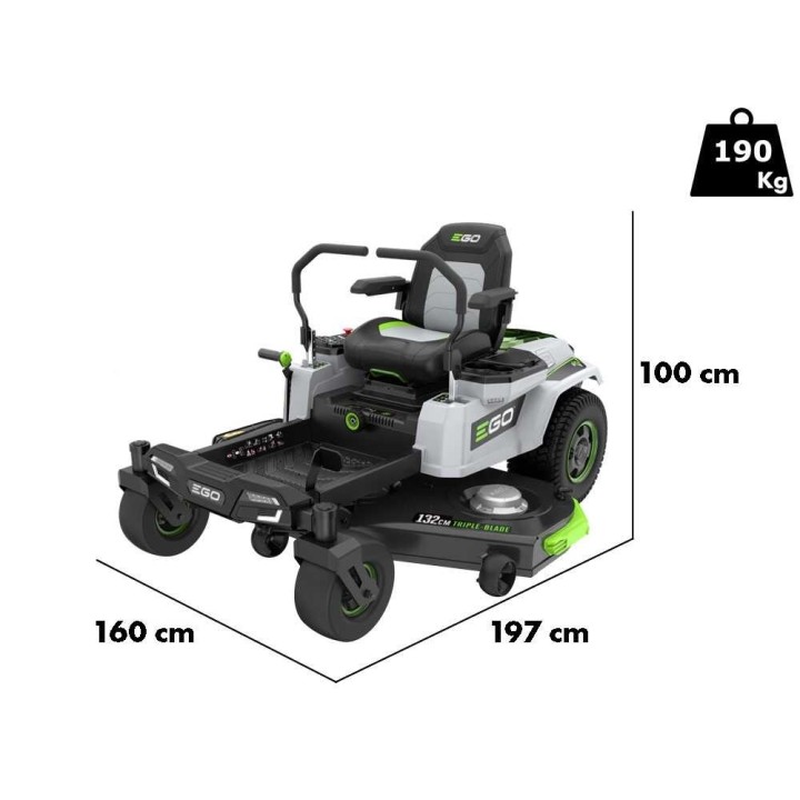 EGO Z6 ZERO TURN ZT5201E-L akkukäyttöinen ajoleikkuri, 56 V, 132 cm