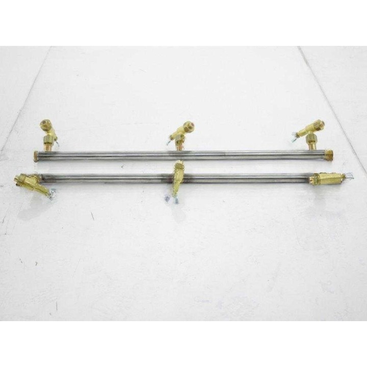 Ruostumattomat ruiskutusvarret 3+3, messinkiset perhossuuttimet, 70 cm