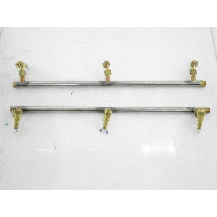 Ruostumattomat ruiskutusvarret 3+3, messinkiset perhossuuttimet, 70 cm