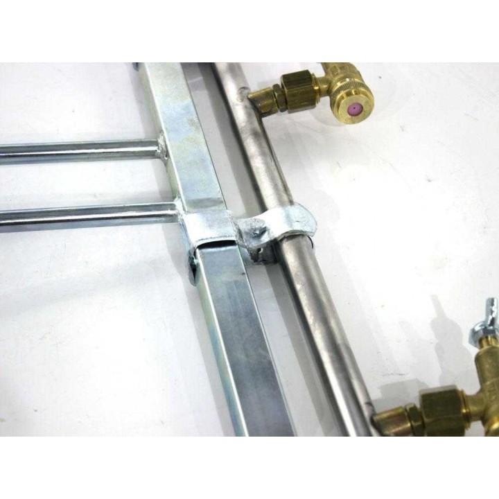 Ruostumattomat ruiskutusvarret 3+3, messinkiset perhossuuttimet, 70 cm
