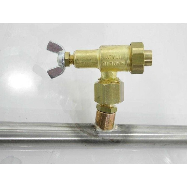Ruostumattomat ruiskutusvarret 3+3, messinkiset perhossuuttimet, 70 cm