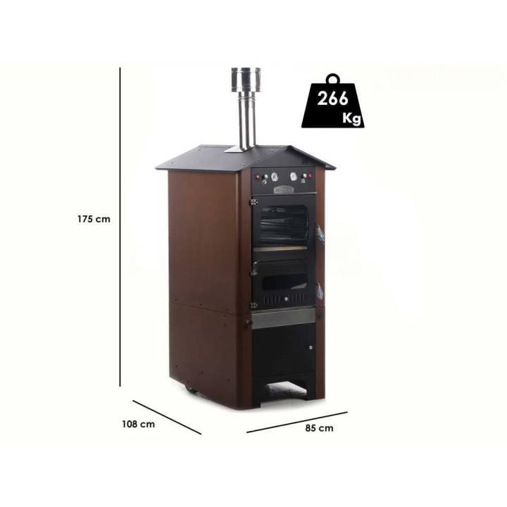 Rossofuoco Raggio 80 puulämmitteinen ulkouuni, 3 paistotasoa, 266 kg