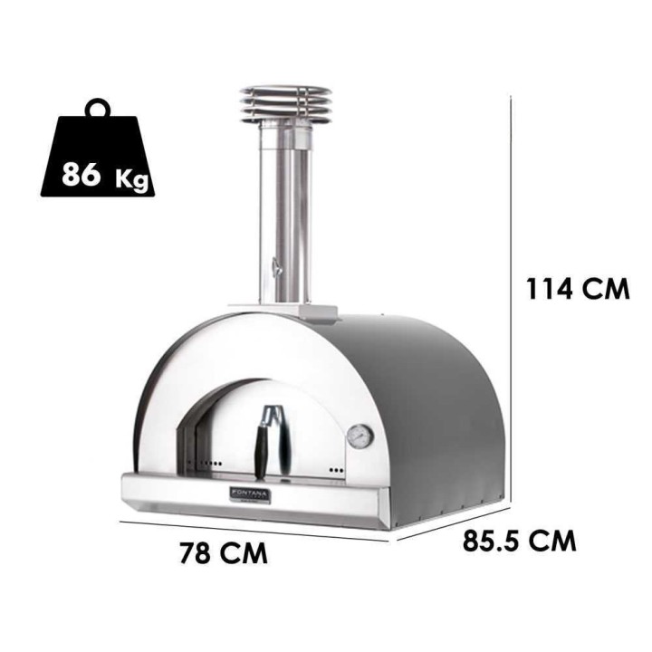 Fontana Margherita antrasiitti puulämmitteinen ulkouuni, 60 × 60 cm, 86 kg