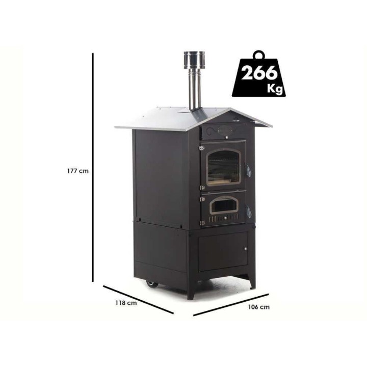 Rossofuoco Effe 80 puulämmitteinen ulkouuni, 3 paistotasoa, 266 kg