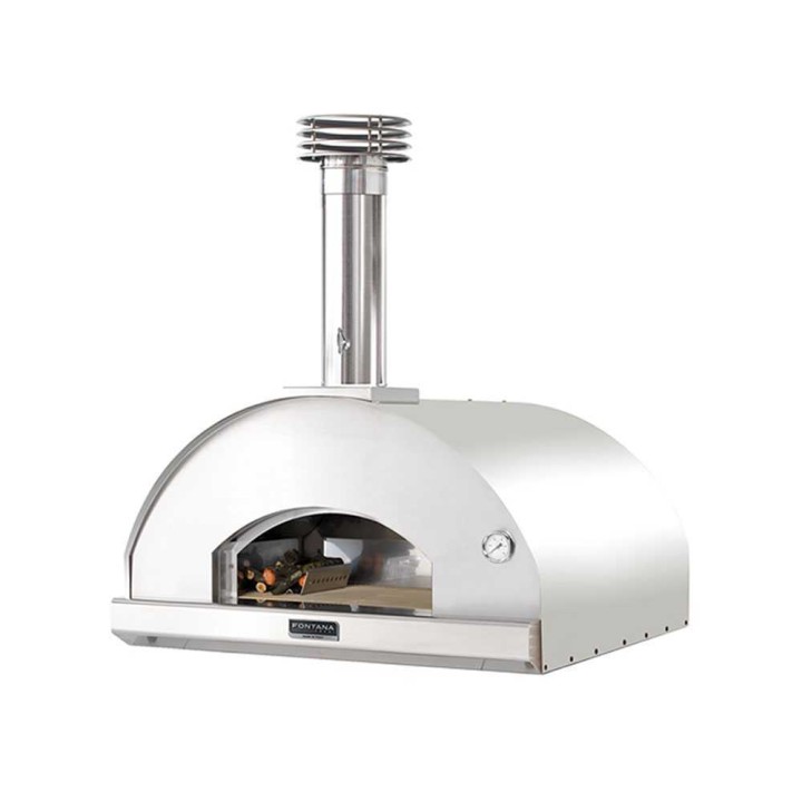 Fontana Marinara INOX -puu-uuni, 80 × 80 cm, ruostumaton teräs