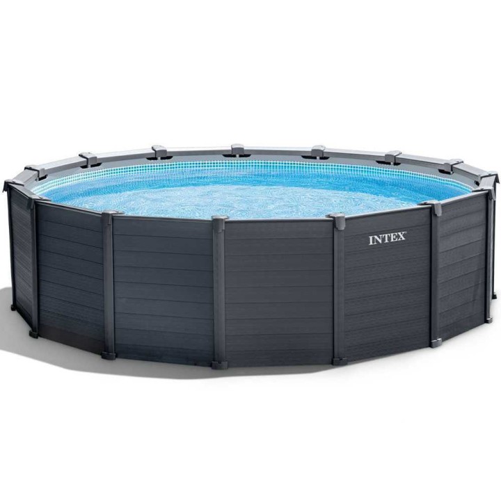 Intex Graphite Grey Panel 26384NP pyöreä uima-allas, 16 805 l, 478 × 478 × 124 cm