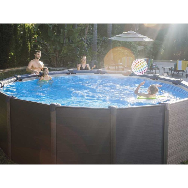 Intex Graphite Grey Panel 26384NP pyöreä uima-allas, 16 805 l, 478 × 478 × 124 cm