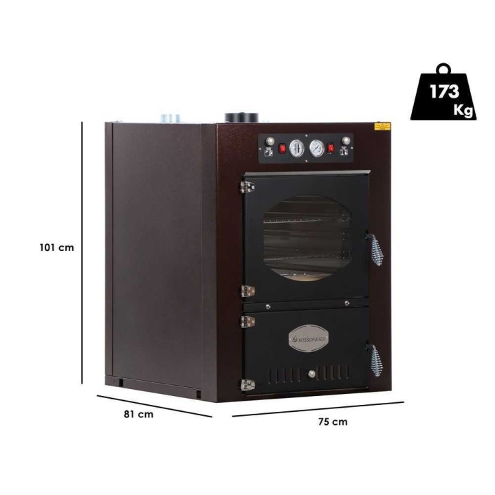 Rossofuoco Garden Color 65 puulämmitteinen upotettava uuni, ruskea