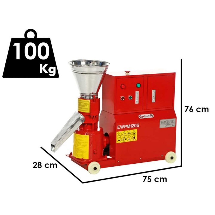 GeoTech EWPM120S pellettikone, 3 HP, 230 V, 25–45 kg/h
