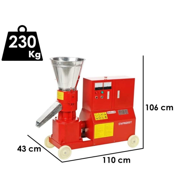 GeoTech Pro EWPM200T pellettikone, 10 HP, 400 V, 70–90 kg/h