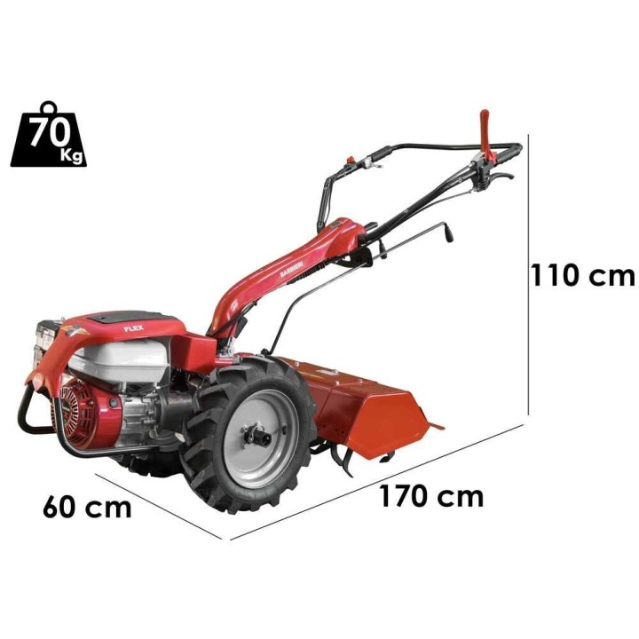 Barbieri Flex 2+2 -motokultivaattori, Honda GX270, 8,4 HP, 60 cm